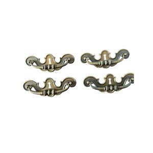 Vintage Aged Brass Chippendale Style Drawer Pulls Set of 4 Handles All Screws